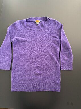 Forte Just Cashmere Sweater – 100% Cashmere – Women’s Medium – Purple 3/4 Sleeve
